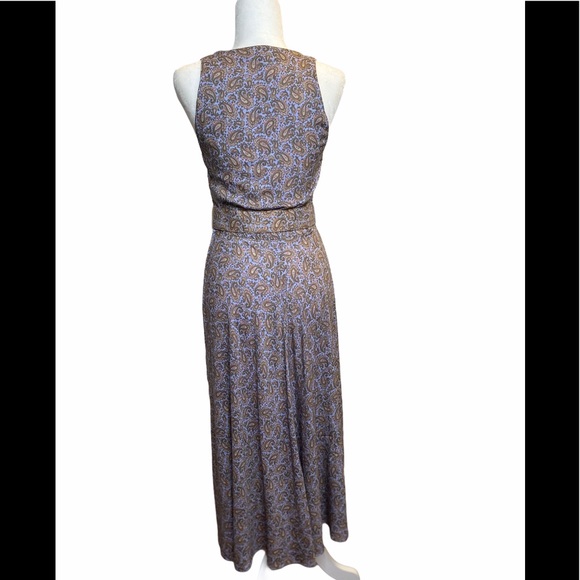 Ralph Lauren Vintage 80s Blue Paisley Maxi Dress - Picture 2 of 9